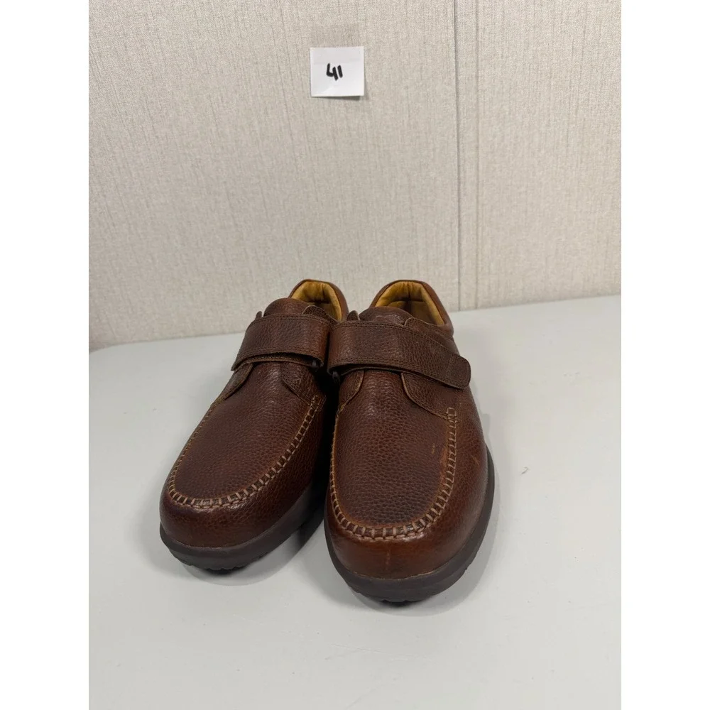 Dr. Comfort Scott Brown Leather Orthopedic Shoes 10.5 XW Hook Loop STK 9020 Men
